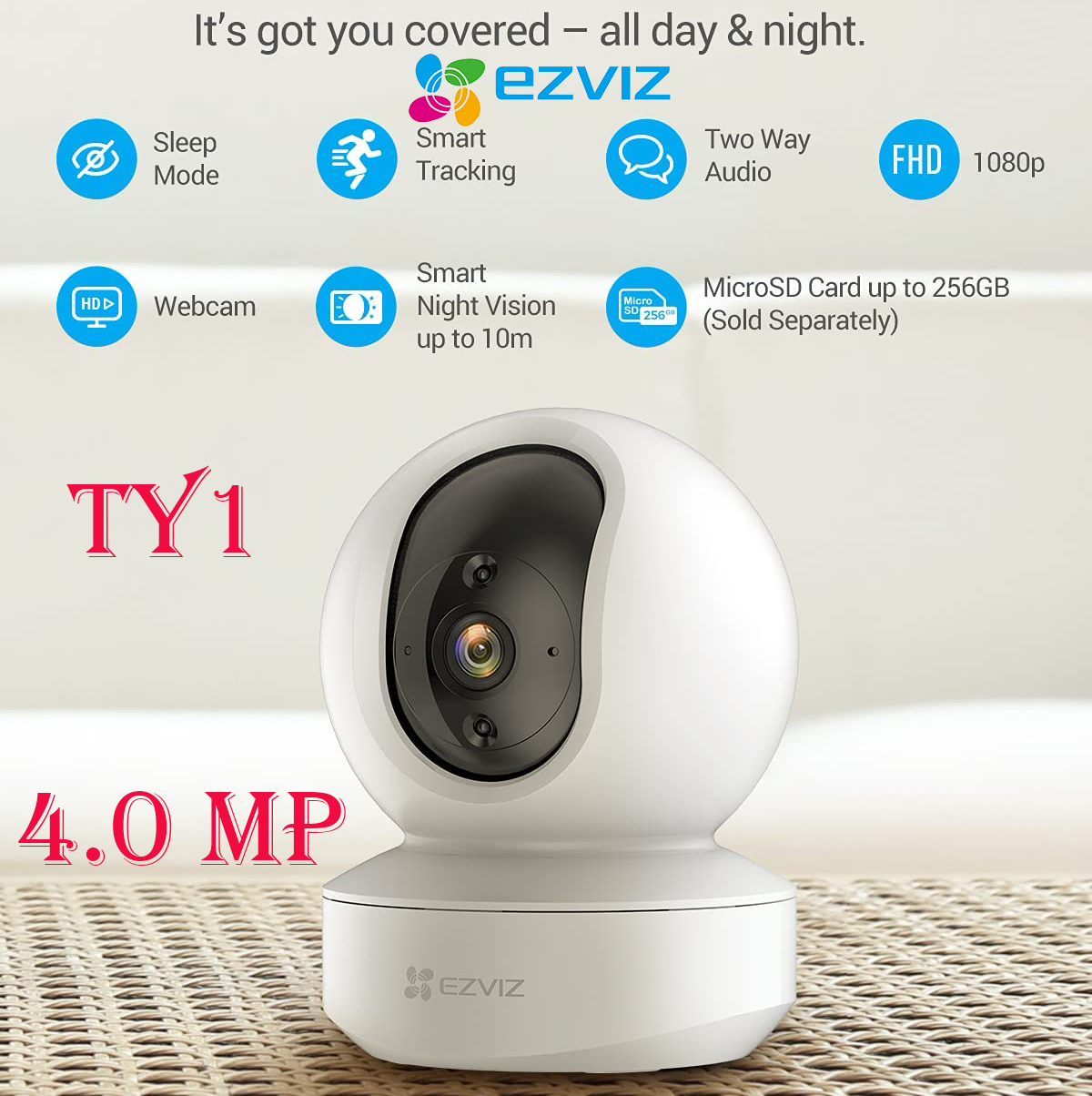 CAMERA WIFI 4.0MP EZVIZ TY1(CS-TY1-C0-8B4WF) CHÍNH HÃNG